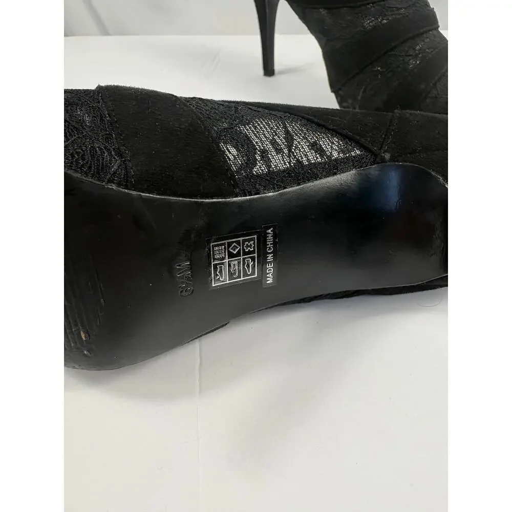 Marinelli Black Lace Heels Size 6.5